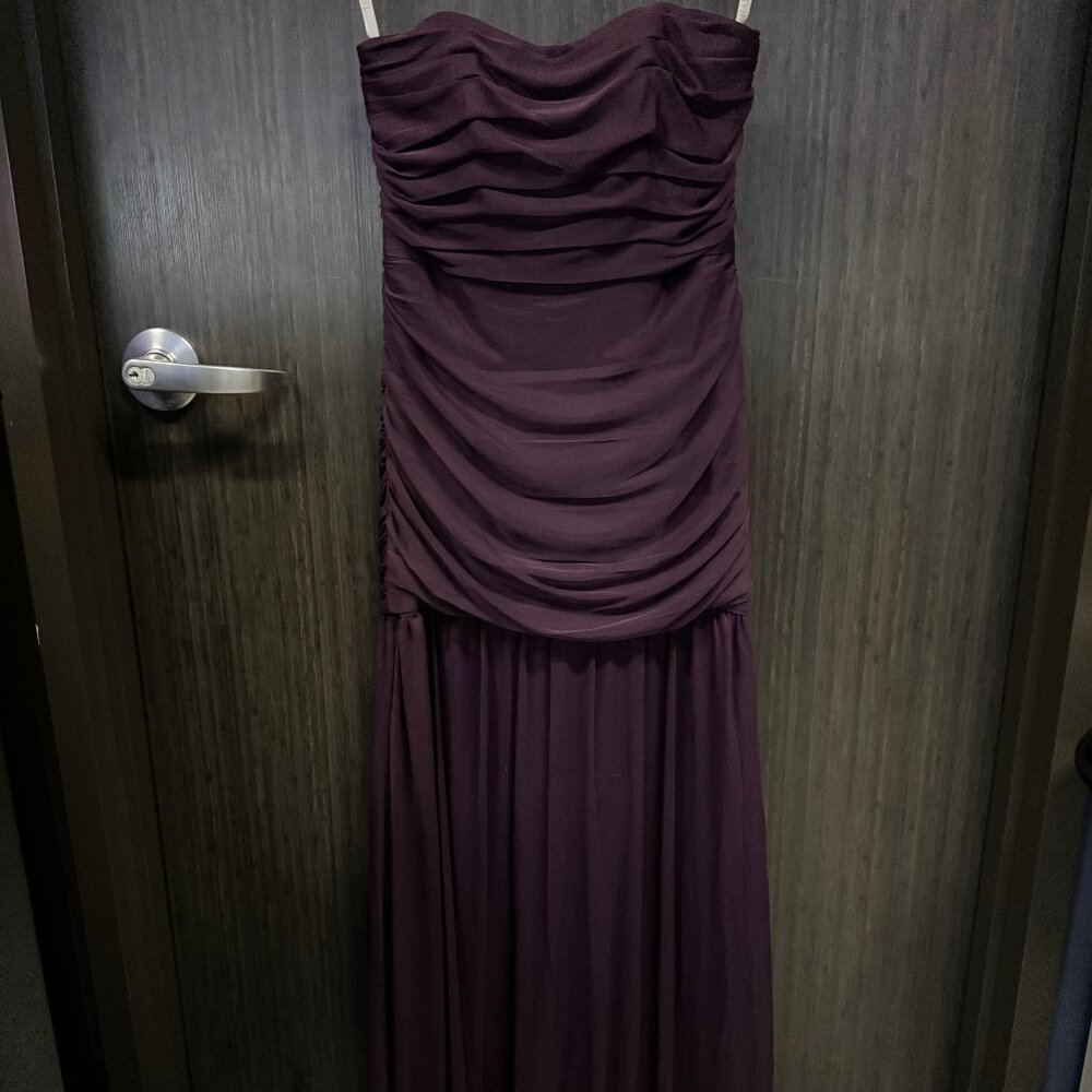 Davids Bridal Strapless Chiffon Mermaid floor-length dress